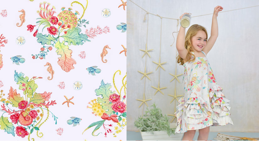 Starfish Wishes | hand-painted, repeat pattern for Pink Elephant Organics | Get it here