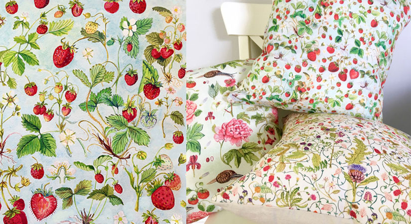 Strawberries | hand-painted, repeat pattern © Strawberry Snail Illustrations | Get the pillow cover here